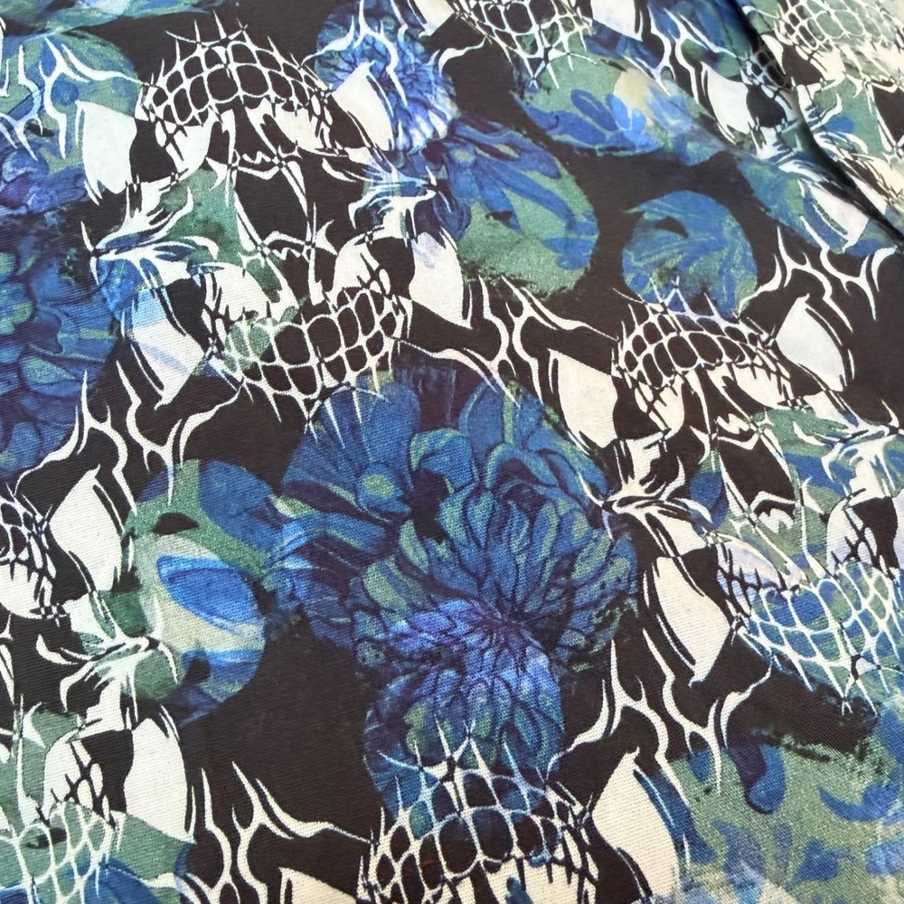 Robert Graham Shirt Mens M Blue Skull Floral Long Sleeve Gothic Party Halloween - Picture 5 of 8